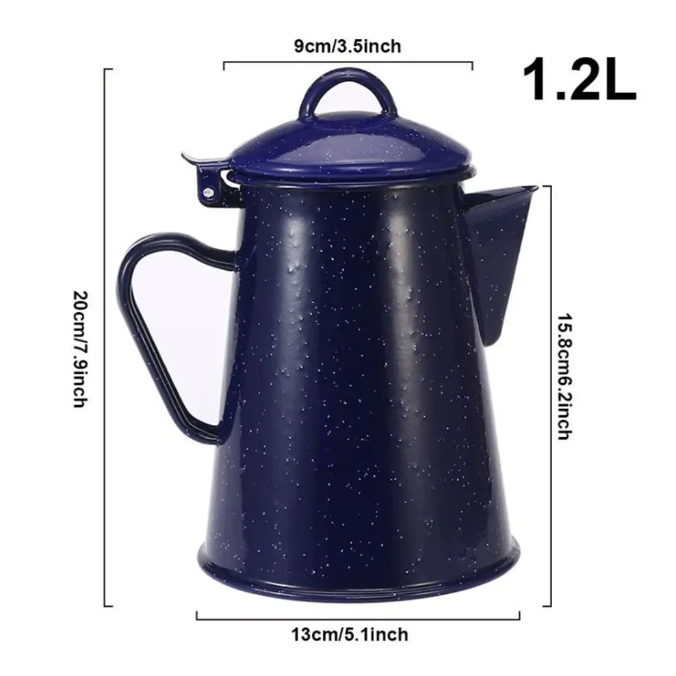 1.2L/1.8L Enamel Coffee Pot With Handle Large Capacity Cold Kettle Hand Coffee Maker Geometric Flower Starry Sky Enamel Hand Pot Buy Our Tea