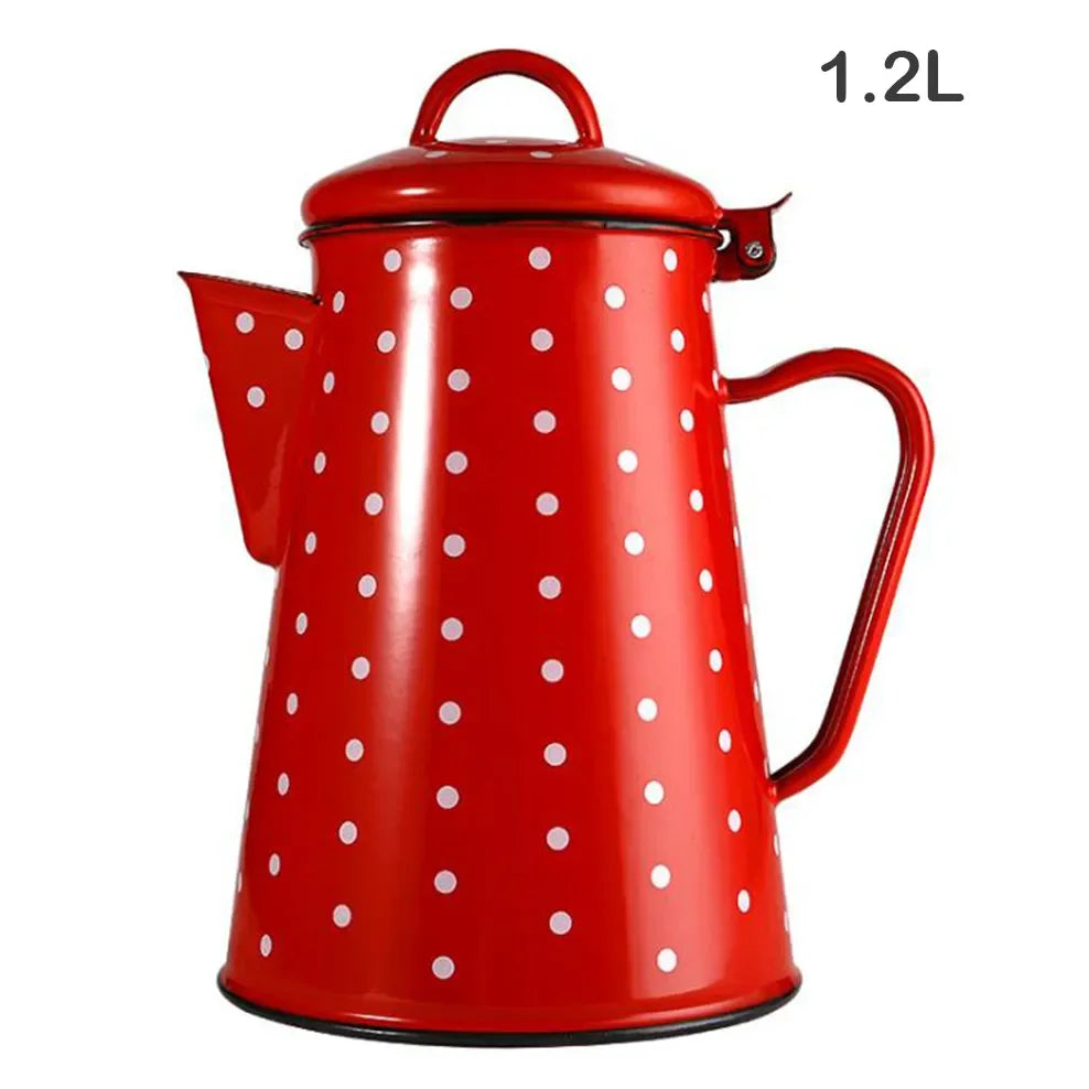 1.2L/1.8L Enamel Coffee Pot With Handle Large Capacity Cold Kettle Hand Coffee Maker Geometric Flower Starry Sky Enamel Hand Pot Buy Our Tea