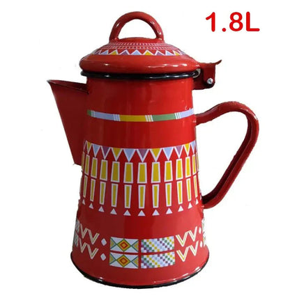 1.2L/1.8L Enamel Coffee Pot With Handle Large Capacity Cold Kettle Hand Coffee Maker Geometric Flower Starry Sky Enamel Hand Pot Buy Our Tea