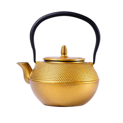 1.2L Cast Iron Kettle Golden Raindrop Iron Teapot Large Capacity Boiling Kettle Handle Pot Japanese-Style Health Teapot Buy Our Tea