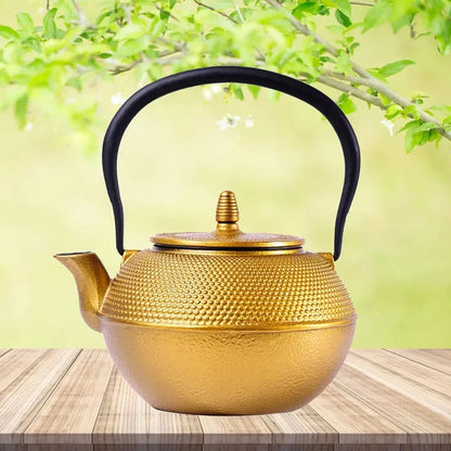 1.2L Cast Iron Kettle Golden Raindrop Iron Teapot Large Capacity Boiling Kettle Handle Pot Japanese-Style Health Teapot Buy Our Tea