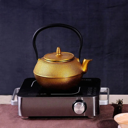 1.2L Cast Iron Kettle Golden Raindrop Iron Teapot Large Capacity Boiling Kettle Handle Pot Japanese-Style Health Teapot Buy Our Tea