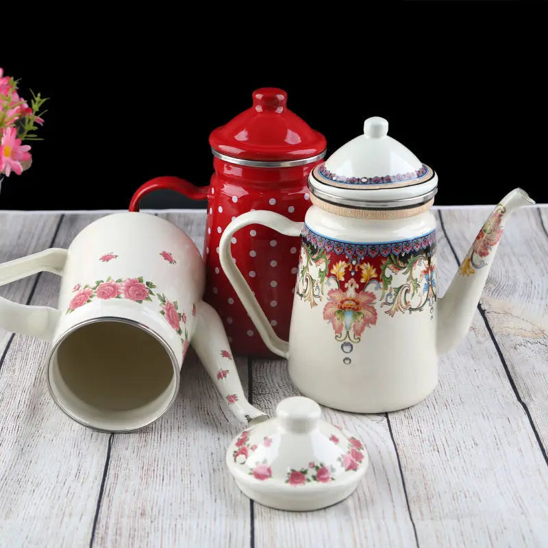 1.2L Heatable Enamel Pot Household Teapot Coffee Pot Fruit Teapot Ethnic Style Kitchen Restaurant Enamel Cup Buy Our Tea