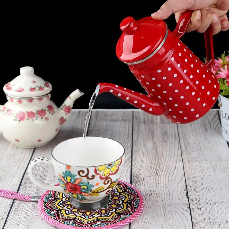 1.2L Heatable Enamel Pot Household Teapot Coffee Pot Fruit Teapot Ethnic Style Kitchen Restaurant Enamel Cup Buy Our Tea