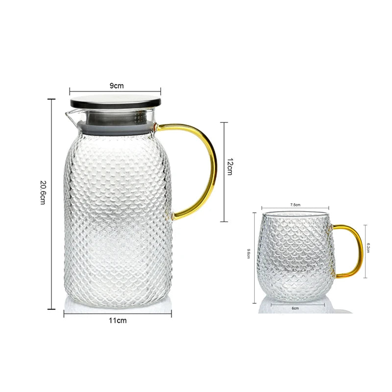 1.3L Glass Water Pot Transparent Heat-Resistant Teapot Flower Tea Set Home Hot Cold Water Water Jug Juice Beverage Container Buy Our Tea