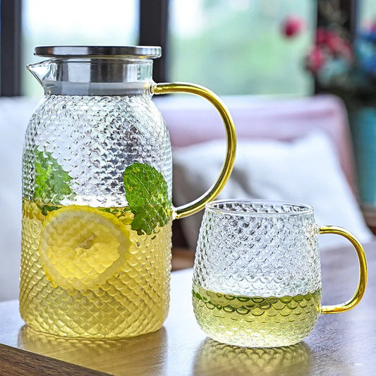 1.3L Glass Water Pot Transparent Heat-Resistant Teapot Flower Tea Set Home Hot Cold Water Water Jug Juice Beverage Container Buy Our Tea