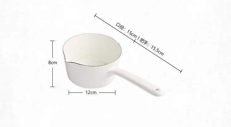 1.3L Japanese Style White Ceramics Milk Pot Kitchen Cooking Pan Pot Stewpan  Food Saucepan with Long Handle