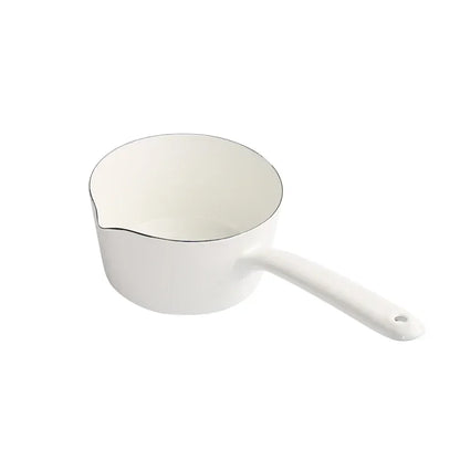 1.3L Japanese Style White Ceramics Milk Pot Kitchen Cooking Pan Pot Stewpan  Food Saucepan with Long Handle