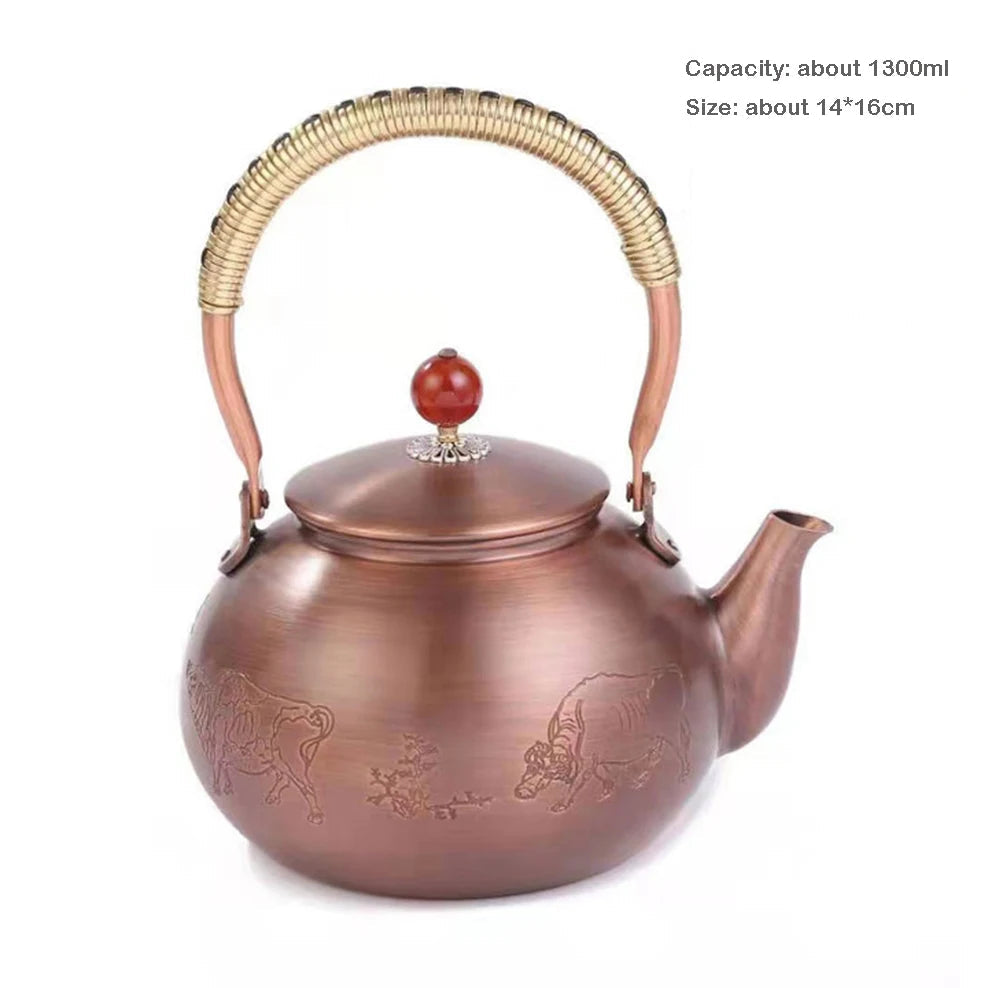 1.3L Retro Copper Teapot Handmade Boiling Water Kettle High Capacity Electric Pottery Stove To Boil Tea Pot Red Copper Tea Set Buy Our Tea