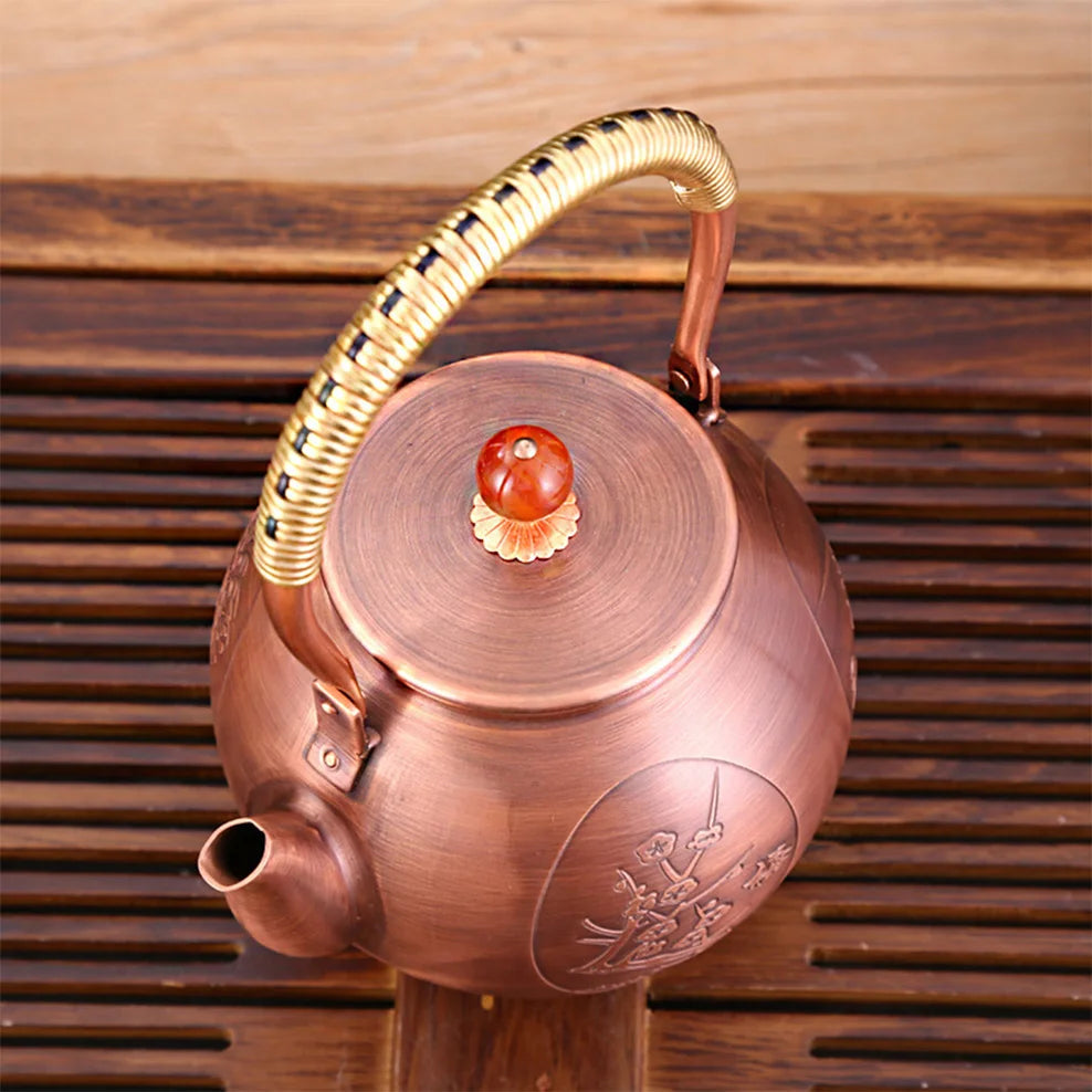 1.3L Retro Copper Teapot Handmade Boiling Water Kettle High Capacity Electric Pottery Stove To Boil Tea Pot Red Copper Tea Set Buy Our Tea