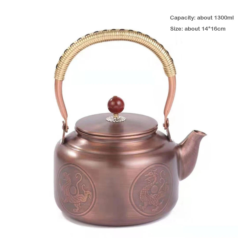 1.3L Retro Copper Teapot Handmade Boiling Water Kettle High Capacity Electric Pottery Stove To Boil Tea Pot Red Copper Tea Set Buy Our Tea