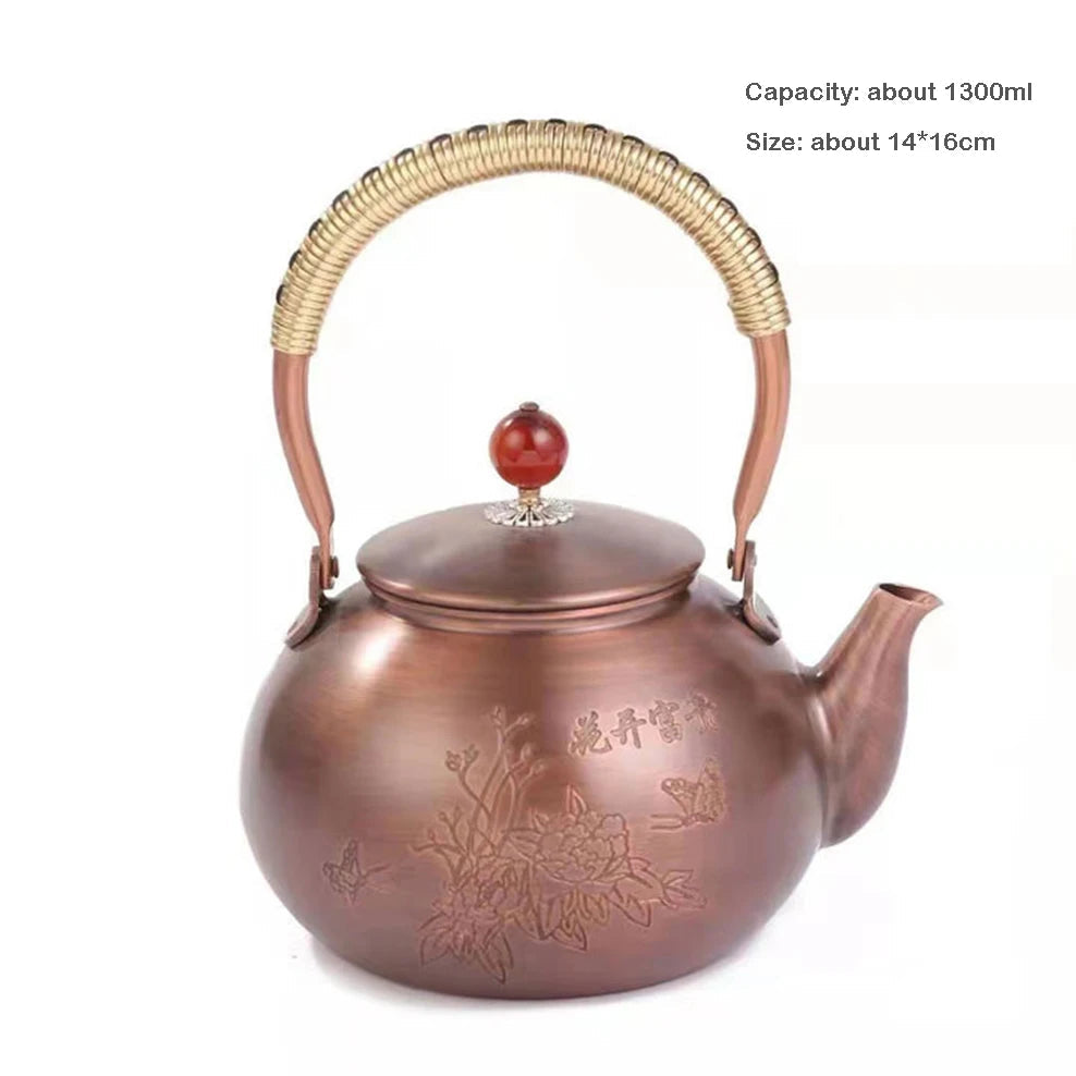 1.3L Retro Copper Teapot Handmade Boiling Water Kettle High Capacity Electric Pottery Stove To Boil Tea Pot Red Copper Tea Set Buy Our Tea