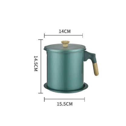 1.4L/1.7L Kitchen Stainless Steel Oil Filter Pot with Tray Large Capacity Lard Grease Strainer Tank Separator Cooking Utensils
