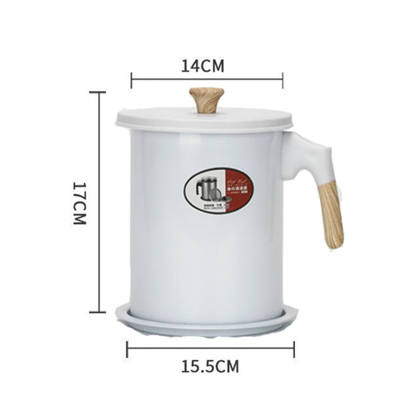 1.4L/1.7L Kitchen Stainless Steel Oil Filter Pot with Tray Large Capacity Lard Grease Strainer Tank Separator Cooking Utensils