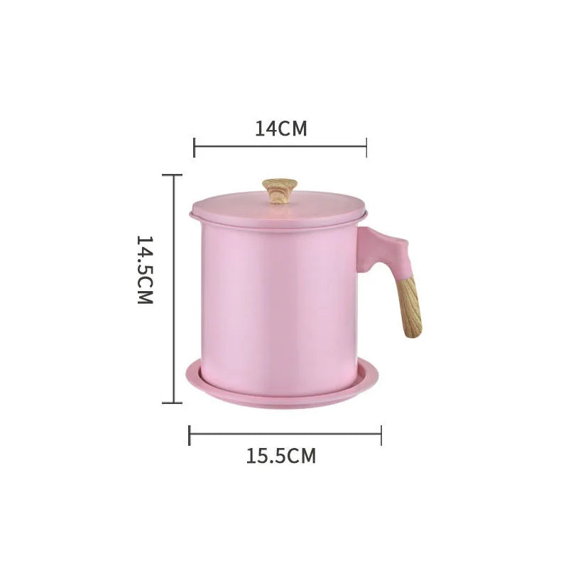 1.4L/1.7L Kitchen Stainless Steel Oil Filter Pot with Tray Large Capacity Lard Grease Strainer Tank Separator Cooking Utensils