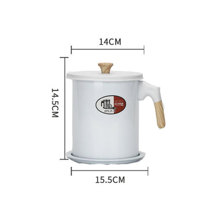 1.4L/1.7L Kitchen Stainless Steel Oil Filter Pot with Tray Large Capacity Lard Grease Strainer Tank Separator Cooking Utensils