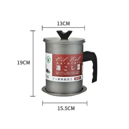 1.4L/1.7L Kitchen Stainless Steel Oil Filter Pot with Tray Large Capacity Lard Grease Strainer Tank Separator Cooking Utensils