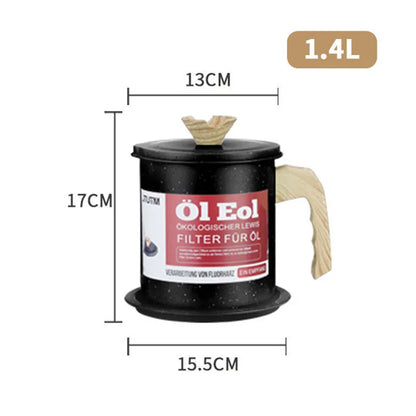 1.4L/1.7L Kitchen Stainless Steel Oil Filter Pot with Tray Large Capacity Lard Grease Strainer Tank Separator Cooking Utensils