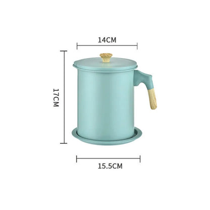 1.4L/1.7L Kitchen Stainless Steel Oil Filter Pot with Tray Large Capacity Lard Grease Strainer Tank Separator Cooking Utensils