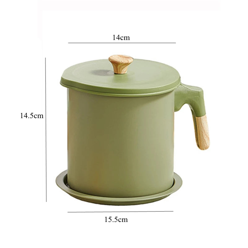 1.4L/1.7L Kitchen Stainless Steel Oil Filter Pot with Tray Large Capacity Lard Grease Strainer Tank Separator Cooking Utensils