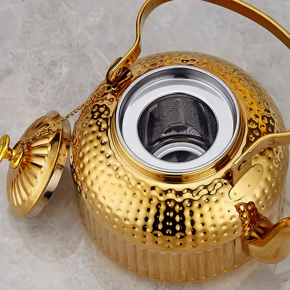 1.4L/1.8L Middle East Hammer Pattern Boiling Kettle Stainless Steel Teapot With Tea Strainer Restaurant Hotel Brewing Tea Pot Buy Our Tea