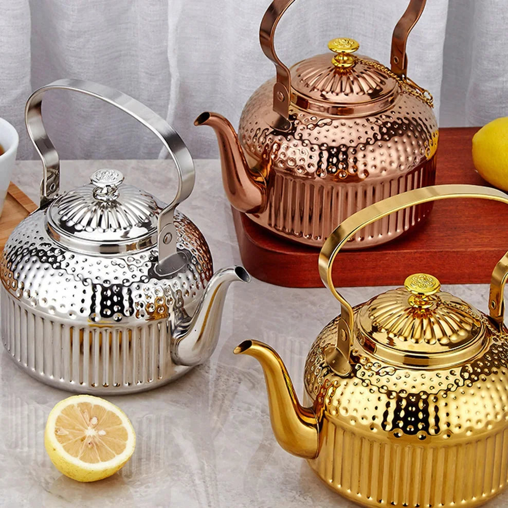 1.4L/1.8L Middle East Hammer Pattern Boiling Kettle Stainless Steel Teapot With Tea Strainer Restaurant Hotel Brewing Tea Pot Buy Our Tea