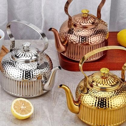 1.4L/1.8L Middle East Hammer Pattern Boiling Kettle Stainless Steel Teapot With Tea Strainer Restaurant Hotel Brewing Tea Pot Buy Our Tea