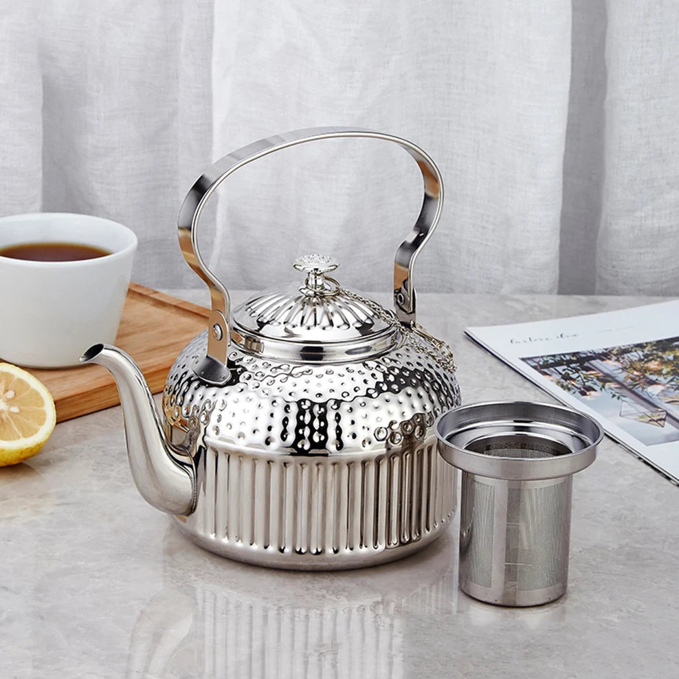 1.4L/1.8L Middle East Hammer Pattern Boiling Kettle Stainless Steel Teapot With Tea Strainer Restaurant Hotel Brewing Tea Pot Buy Our Tea