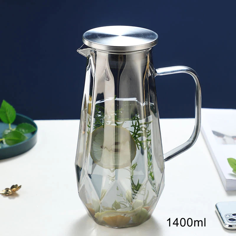 1.4L Diamond Texture Glass Teapot Set Amber color Hot Cold Water Water Jug Coffee Pot Home Water Carafe Heat-resistant Teapot Buy Our Tea