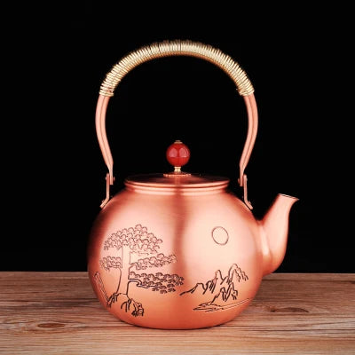 1.4L Handmade Pure Copper Plum Orchid Teapot Large Capacity Uncoated Kung Fu Tea Set Copper Water Kettle Boil Water Buy Our Tea