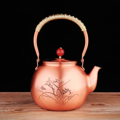 1.4L Handmade Pure Copper Plum Orchid Teapot Large Capacity Uncoated Kung Fu Tea Set Copper Water Kettle Boil Water Buy Our Tea