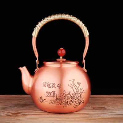 1.4L Handmade Pure Copper Plum Orchid Teapot Large Capacity Uncoated Kung Fu Tea Set Copper Water Kettle Boil Water Buy Our Tea