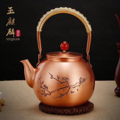 1.4L Handmade Pure Copper Plum Orchid Teapot Large Capacity Uncoated Kung Fu Tea Set Copper Water Kettle Boil Water Buy Our Tea