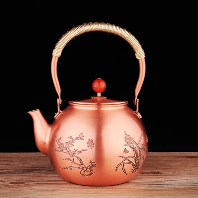 1.4L Handmade Pure Copper Plum Orchid Teapot Large Capacity Uncoated Kung Fu Tea Set Copper Water Kettle Boil Water Buy Our Tea