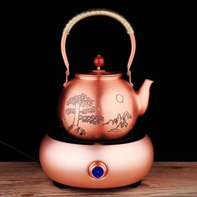 1.4L Handmade Pure Copper Plum Orchid Teapot Large Capacity Uncoated Kung Fu Tea Set Copper Water Kettle Boil Water Buy Our Tea