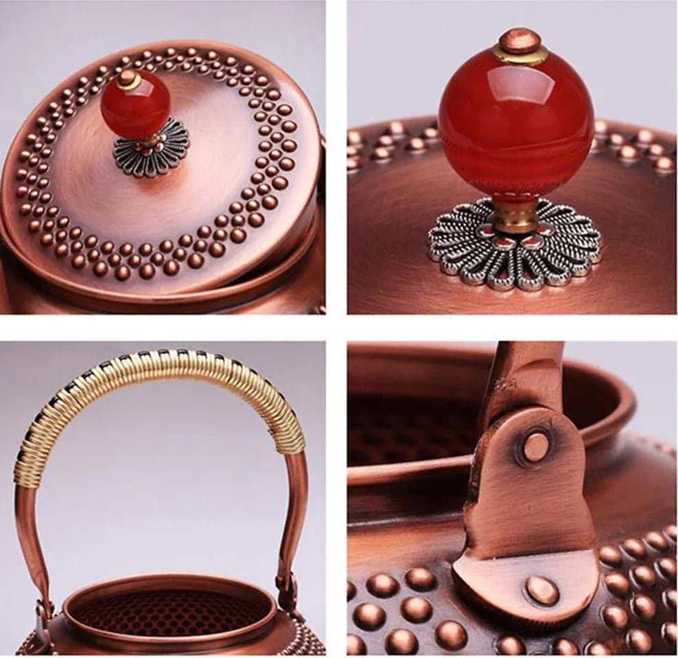 1.4L Pure Copper Teapot Handmade Milk Nails Red Copper Pot Inner Wall Uncoated Boil Water Pot Retro Health Tea Set Buy Our Tea