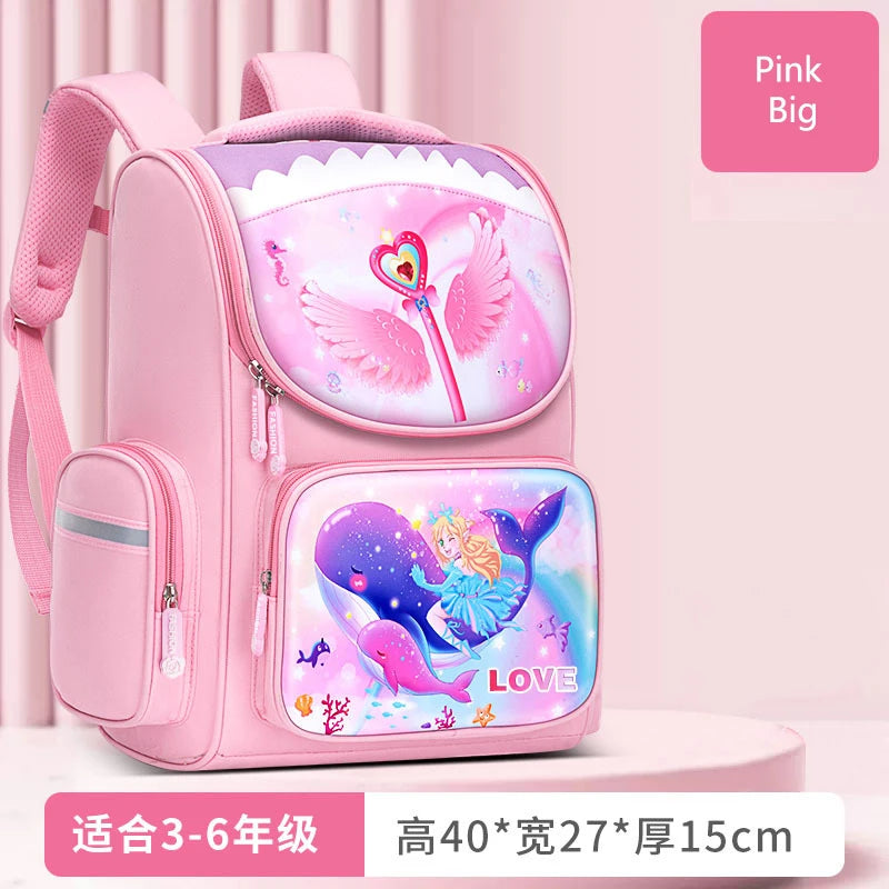 1-5 Grade Primary School Students Backpack Girls Schoolbag 3D Cartoon Unicorn School Bag Children Cute Rainbow Mochila Escolar