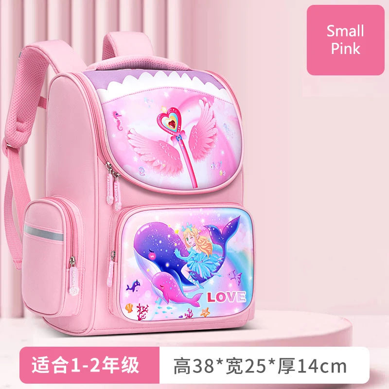 1-5 Grade Primary School Students Backpack Girls Schoolbag 3D Cartoon Unicorn School Bag Children Cute Rainbow Mochila Escolar