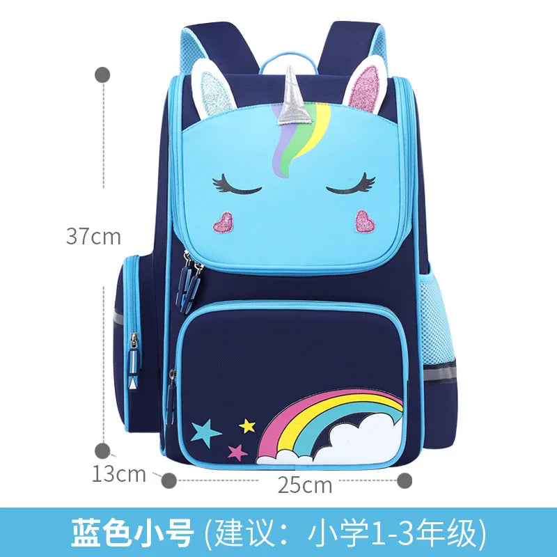 1-5 Grade Primary School Students Backpack Girls Schoolbag 3D Cartoon Unicorn School Bag Children Cute Rainbow Mochila Escolar