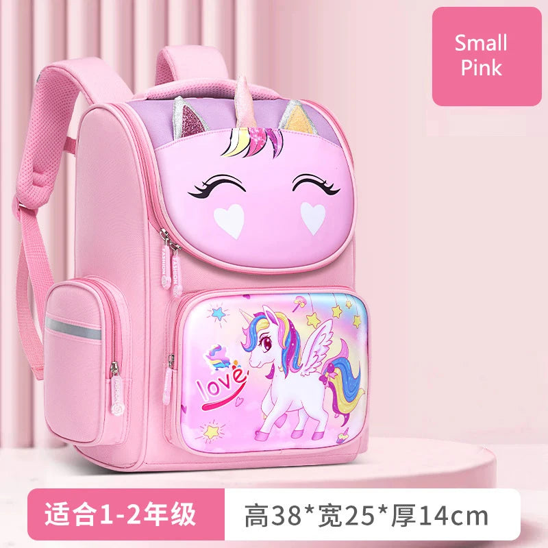 1-5 Grade Primary School Students Backpack Girls Schoolbag 3D Cartoon Unicorn School Bag Children Cute Rainbow Mochila Escolar