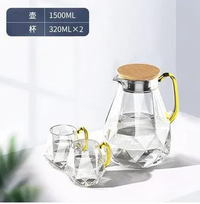 1.5L Diamond Texture Glass Teapot Set Hot Cold Water Water Jug Transparent Coffee Pot Home Water Carafe Heat-resistant Teapot Se Buy Our Tea