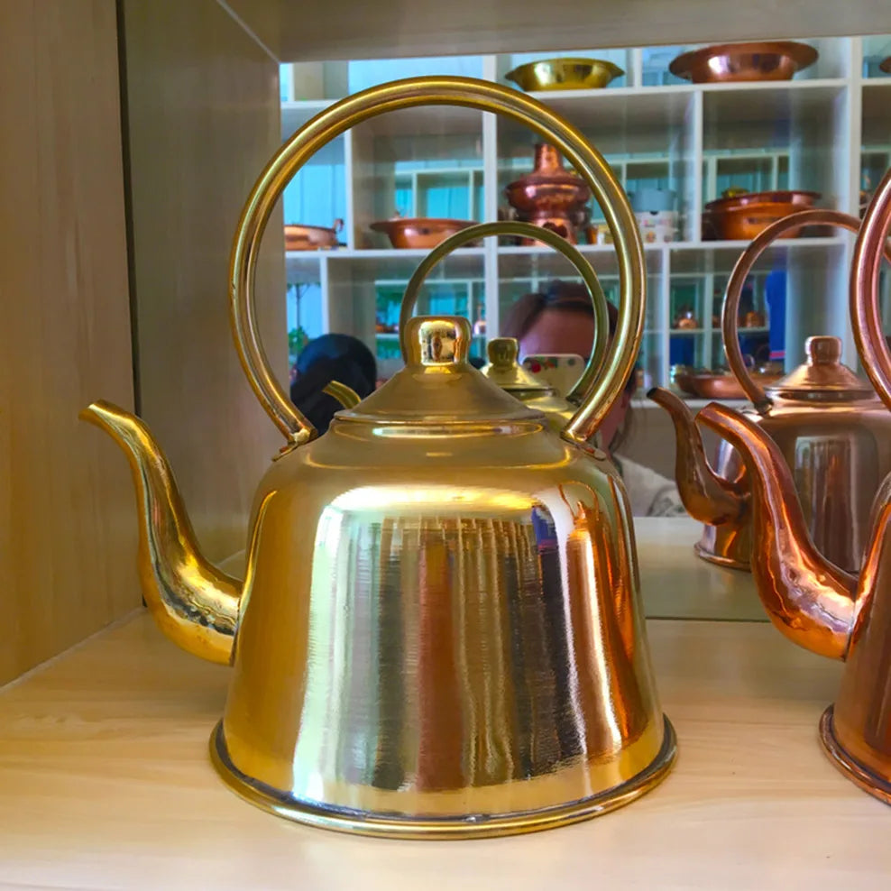 1.5L Pure Copper Teapot Thickened Red Copper Brass Boiling Kettle Anti-Scald Milk Tea Pot Vintage Copper Tea Set For Home Buy Our Tea