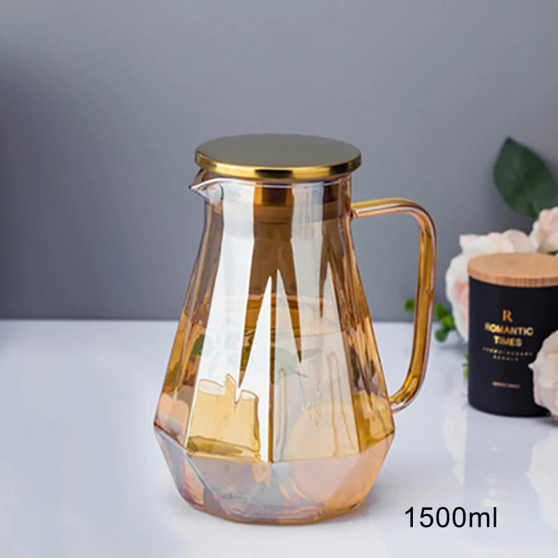 1.5L colourful Diamond Glass Teapot Set Home Water Carafe Heat-resistant Teapot  Hot Cold Water Water Jug Coffee Pot Buy Our Tea