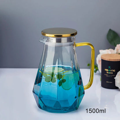 1.5L colourful Diamond Glass Teapot Set Home Water Carafe Heat-resistant Teapot  Hot Cold Water Water Jug Coffee Pot Buy Our Tea