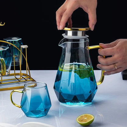 1.5L colourful Diamond Glass Teapot Set Home Water Carafe Heat-resistant Teapot  Hot Cold Water Water Jug Coffee Pot Buy Our Tea