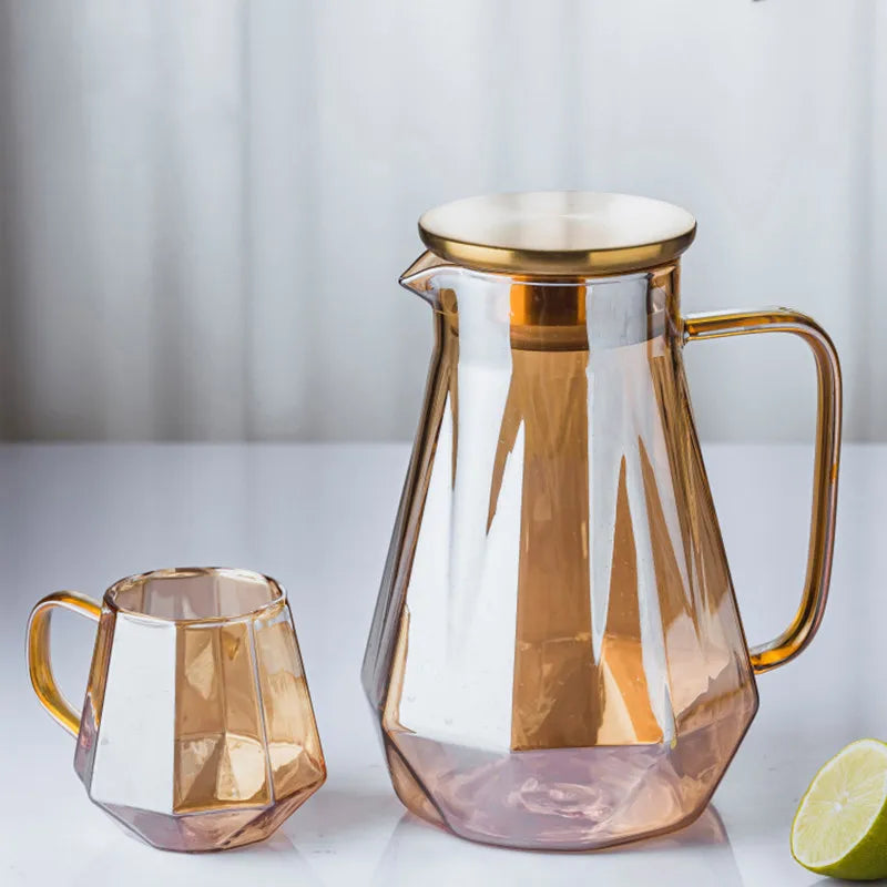 1.5L colourful Diamond Glass Teapot Set Home Water Carafe Heat-resistant Teapot  Hot Cold Water Water Jug Coffee Pot Buy Our Tea