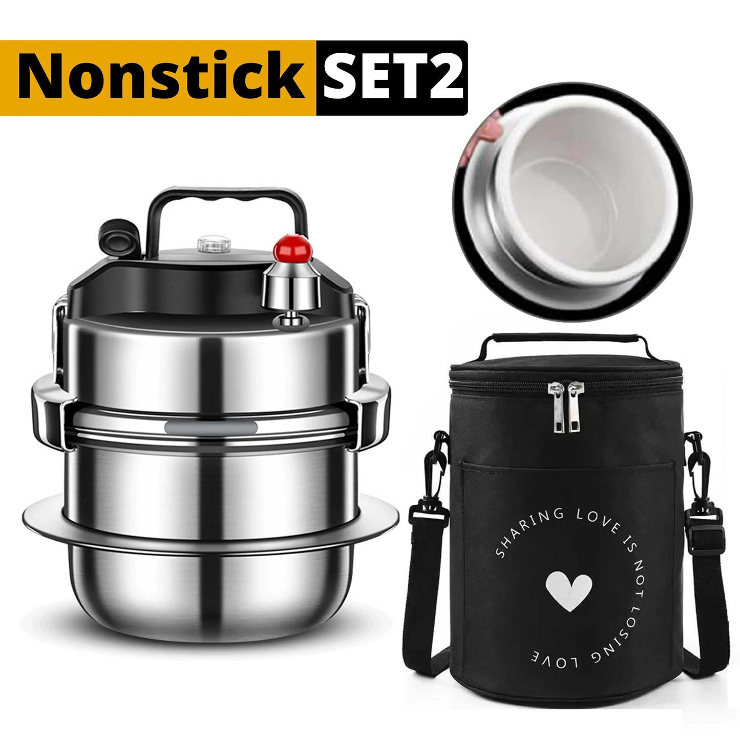 1.6L/2.0L Pressure Cooker Stainless Steel Outdoor Camping Portable Micro Pressure Cooker Household Mini Pot