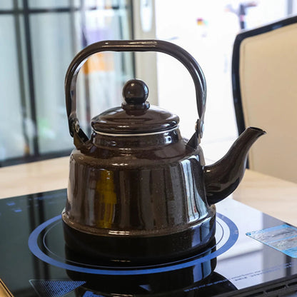 1.7L Enamel Boiling Kettle Black Porcelain Enameled Flat-Bottomed Pot Ancient Bell Teapot For Induction Cooker Boil Water Pot Buy Our Tea