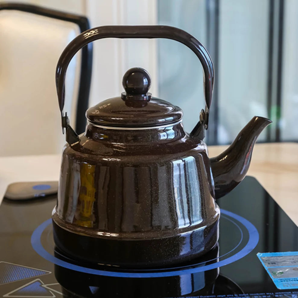 1.7L Enamel Boiling Kettle Black Porcelain Enameled Flat-Bottomed Pot Ancient Bell Teapot For Induction Cooker Boil Water Pot Buy Our Tea