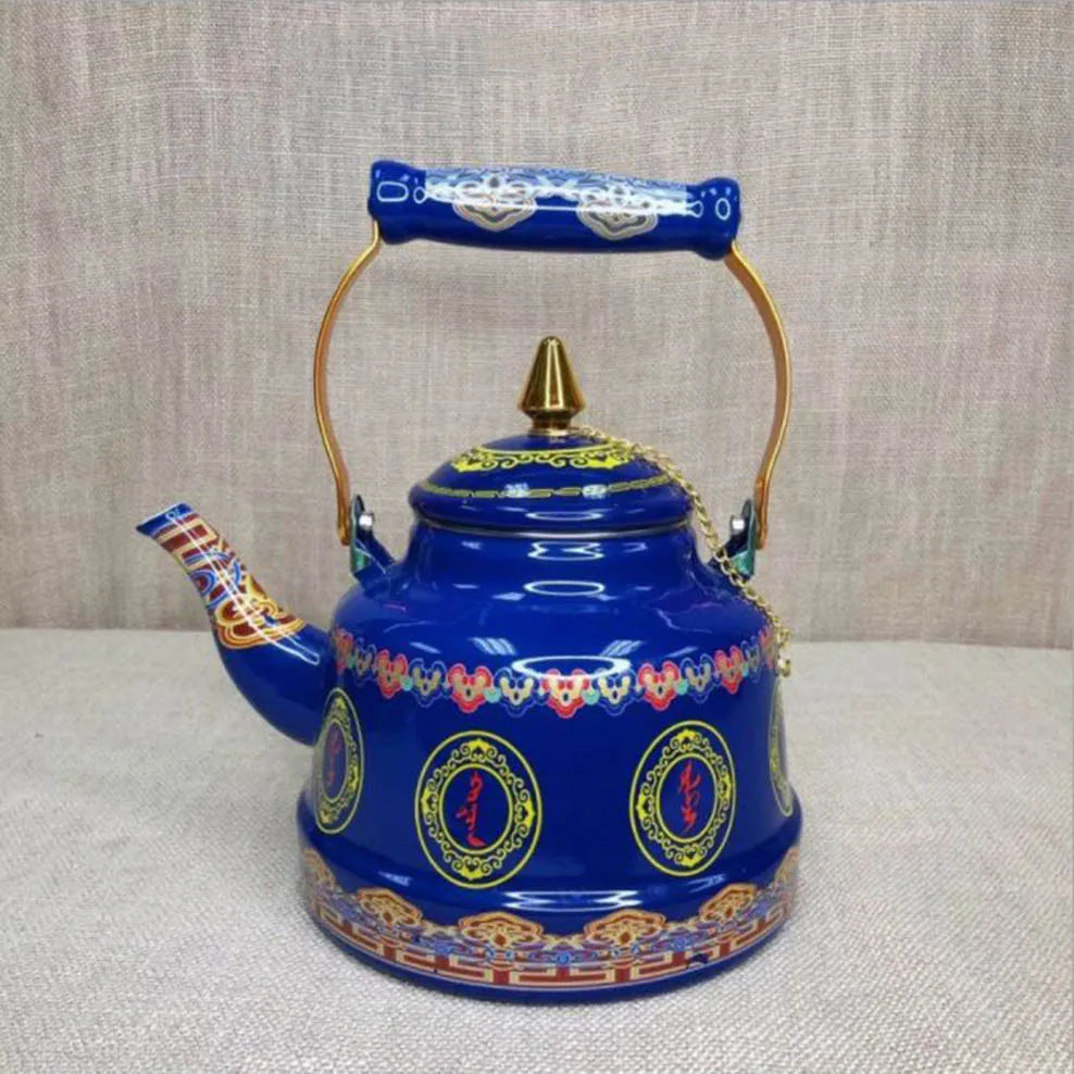 1.7L Tibetan Style Porcelain Enameled Teapot Chinese Ethnic Characteristic Milk Tea Infuser Enamel Boiling Water Kettle Buy Our Tea